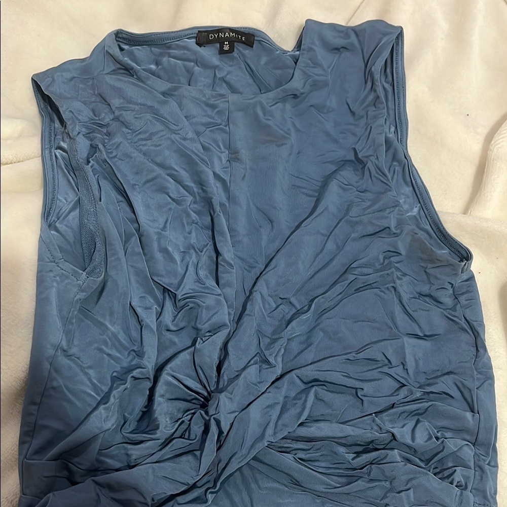 Dynamite Women's Sky Blue ruched tee